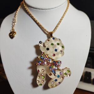 Sparkling New Betsey Johnson Poodle Rhinestone Necklace